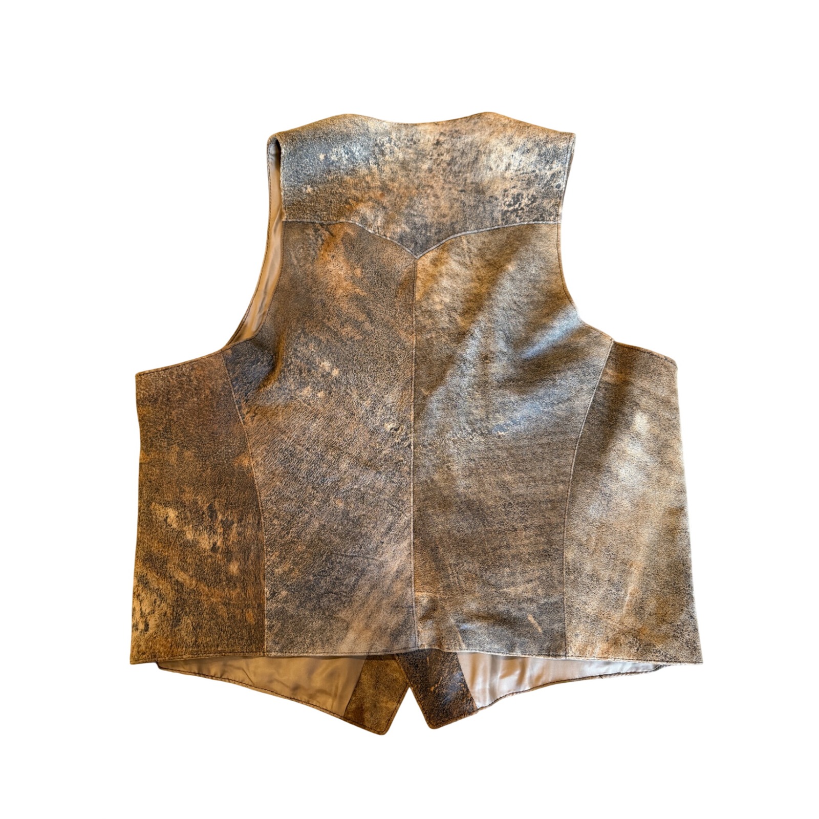 Kemo Sabe Mens Brown Distressed Leather Western Vest Embossed Size 44r — image 3 of 6